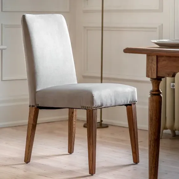 Set of 2 Dining Chairs - Natural, Velvet image