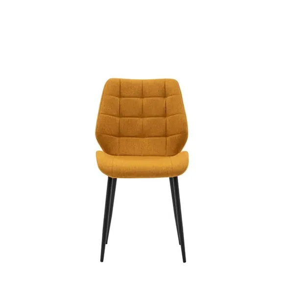 Set of 2 Dining Chairs - Saffron Yellow, Flatweave