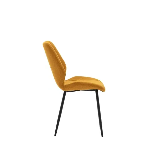 Set of 2 Dining Chairs - Saffron Yellow, Flatweave