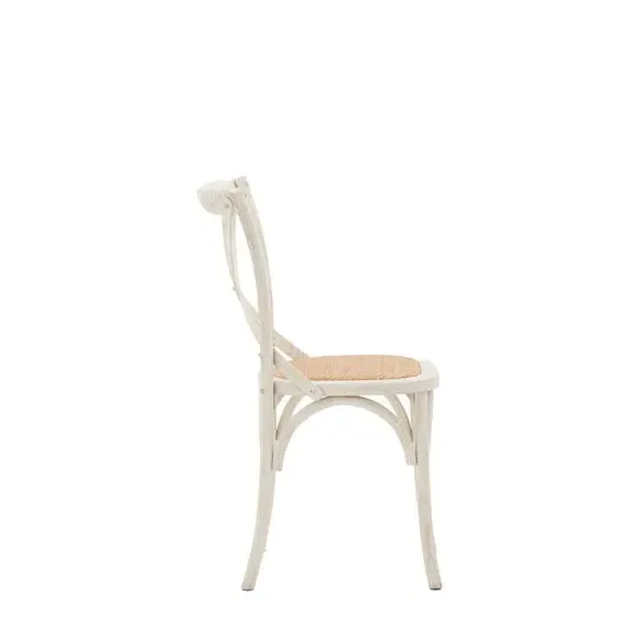 Set of 2 Dining Chairs - White, Oak & Rattan