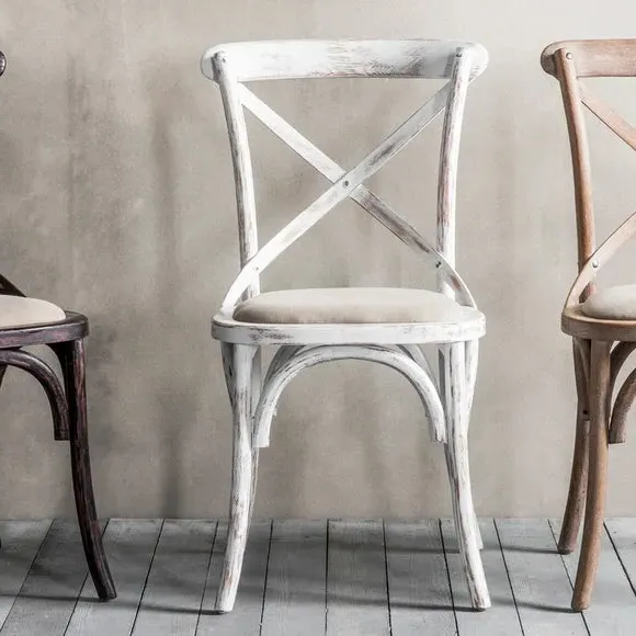 Set of 2 Dining Chairs - White, Oak