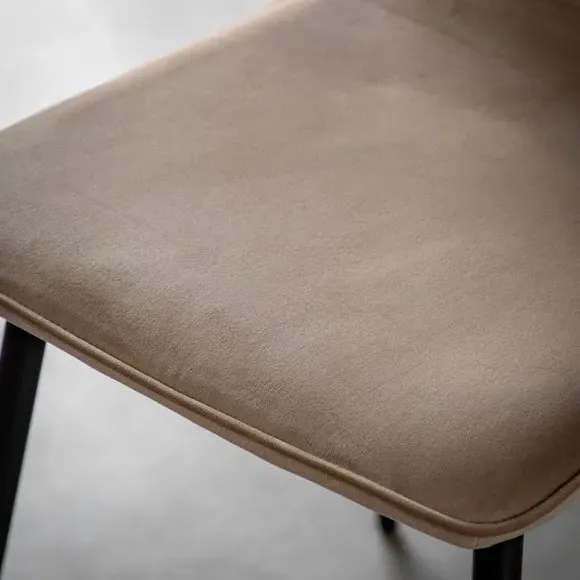 Set of 2 Dining Chairs with Metal Legs - Taupe, Velvet