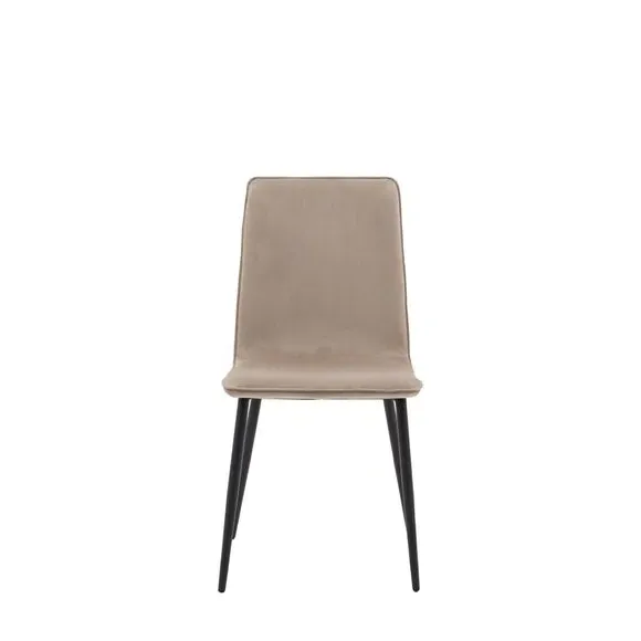 Set of 2 Dining Chairs with Metal Legs - Taupe, Velvet