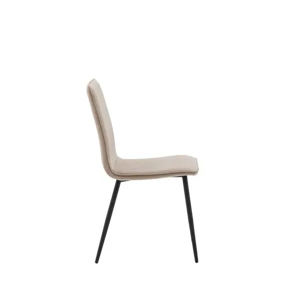 Set of 2 Dining Chairs with Metal Legs - Taupe, Velvet