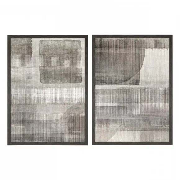 Set of 2 Framed Abstract Prints - Grey