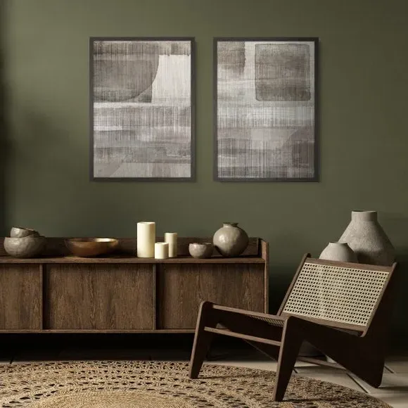 Set of 2 Framed Abstract Prints - Grey image