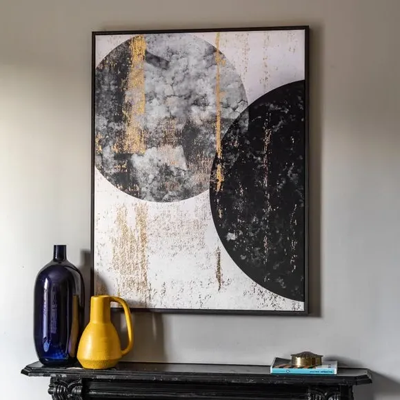 Set of 2 Framed Canvas Art - Black, Geometric image