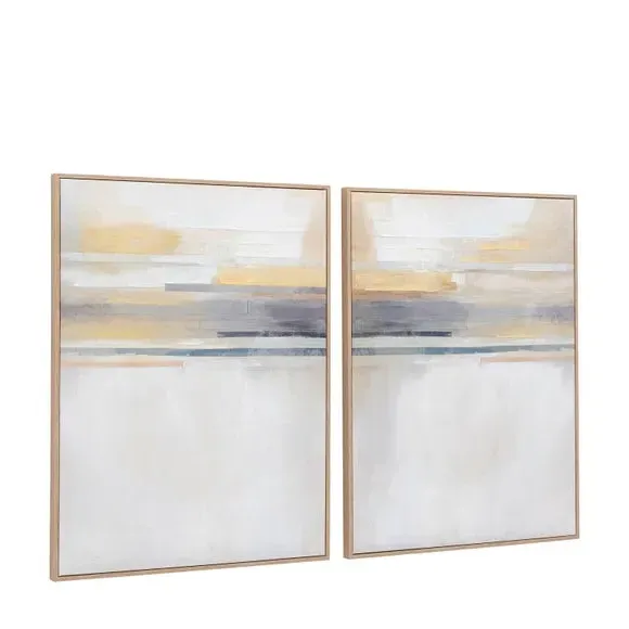 Set of 2 Framed Canvas Art - Natural, Abstract