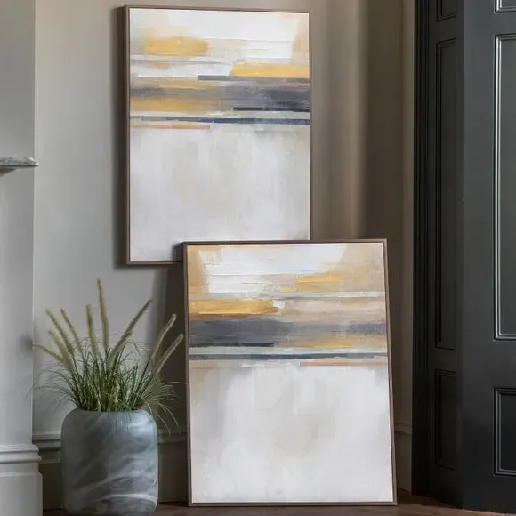 Set of 2 Framed Canvas Art - Natural, Abstract image