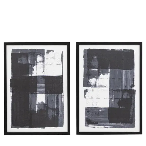 Set of 2 Framed Prints Abstract - Black Frame