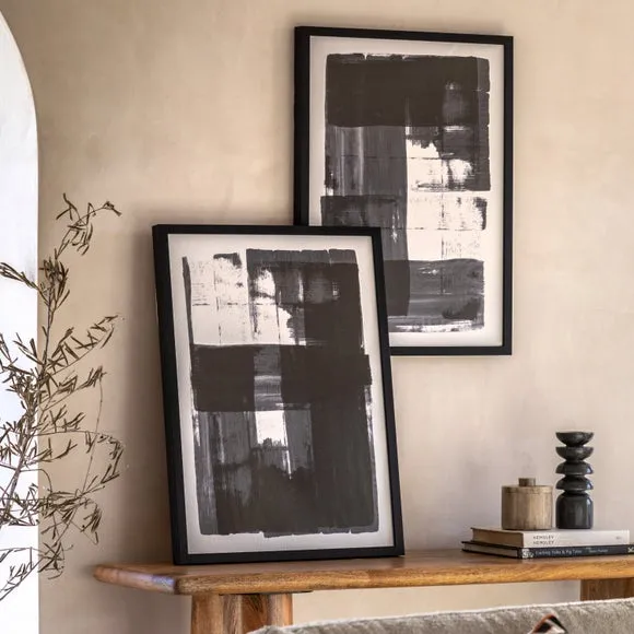 Set of 2 Framed Prints Abstract - Black Frame image