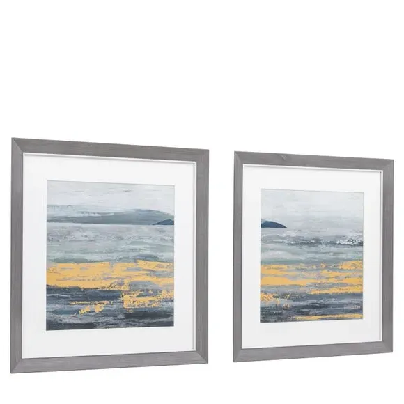 Set of 2 Framed Prints Abstract - Blue, Grey Frame