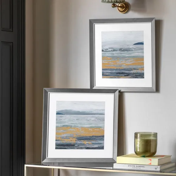 Set of 2 Framed Prints Abstract - Blue, Grey Frame image