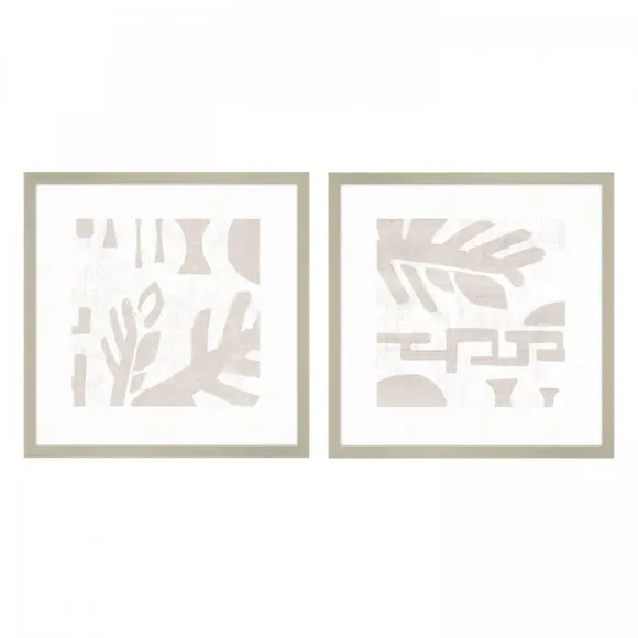 Set of 2 Framed Prints - Brown, Neutral Tones
