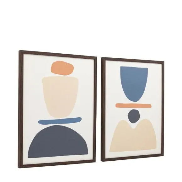 Set of 2 Framed Prints - Multicolor, Abstract