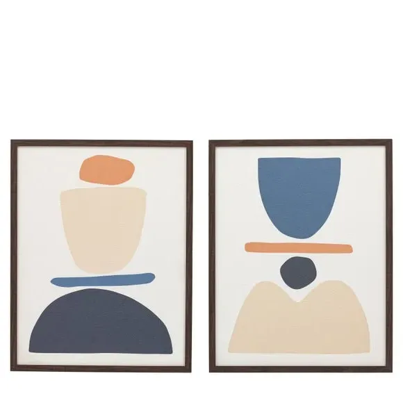 Set of 2 Framed Prints - Multicolor, Abstract