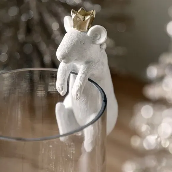 Set of 2 Mouse Pot Hangers - White