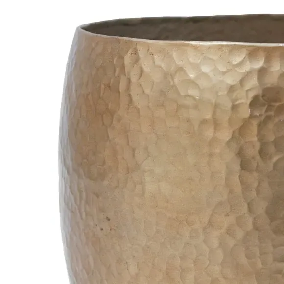 Set of 2 Plant Pots with Hammered Finish - Bronze