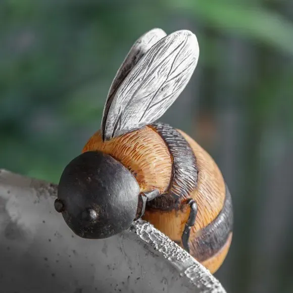 Set of 2 Pot Hangers Bee Design - White, Polyresin