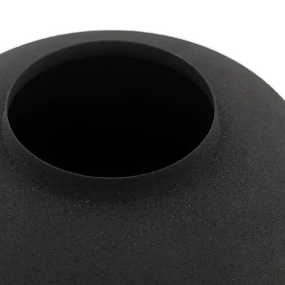Set of 2 Rounded Vases - Black, Metal