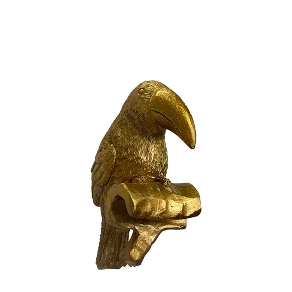 Set of 2 Toucan Pot Hangers - Gold