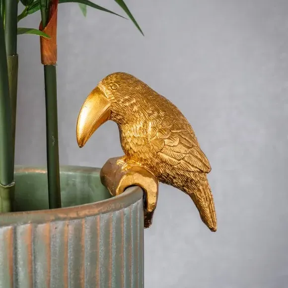 Set of 2 Toucan Pot Hangers - Gold