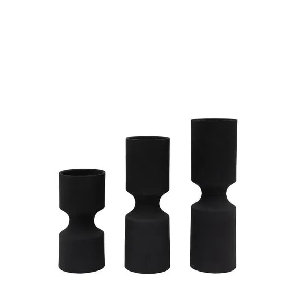 Set of 3 Candlestick Holders - Black, Metal image
