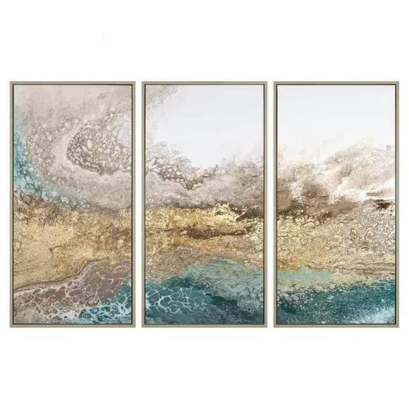 Set of 3 Framed Abstract Prints - Blue