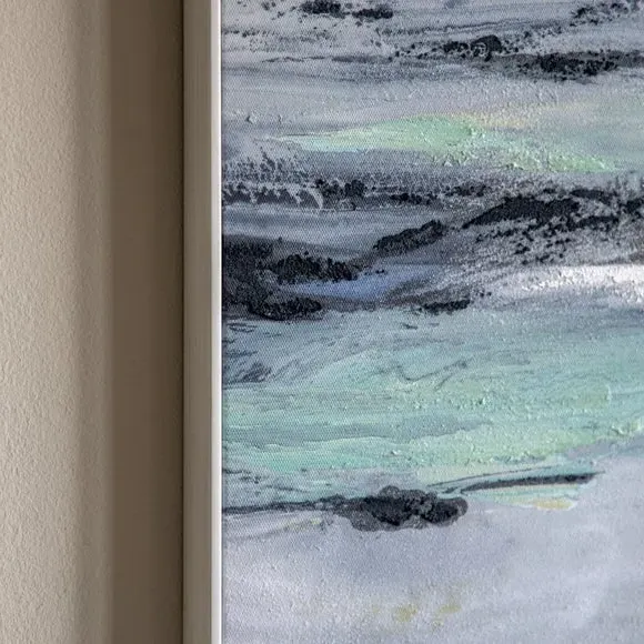 Set of 3 Framed Canvas Art - Blue, Abstract