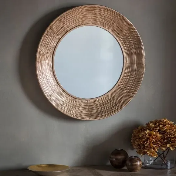 Set of 3 Round Wall Mirrors - Gold, Metal
