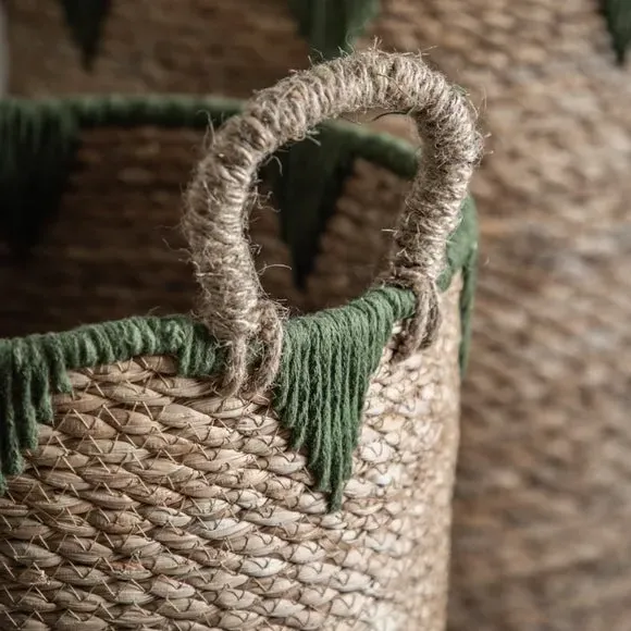 Set of 3 Storage Baskets - Natural, Woven