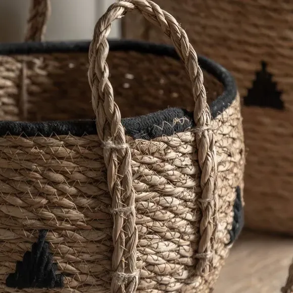 Set of 3 Storage Baskets with Handles - Natural