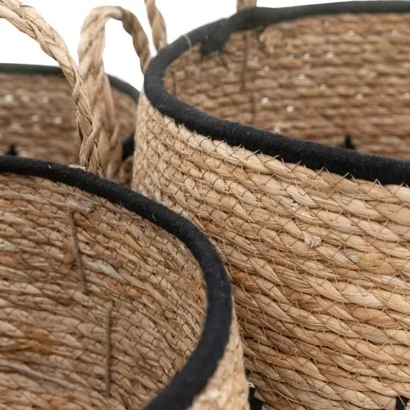 Set of 3 Storage Baskets with Handles - Natural