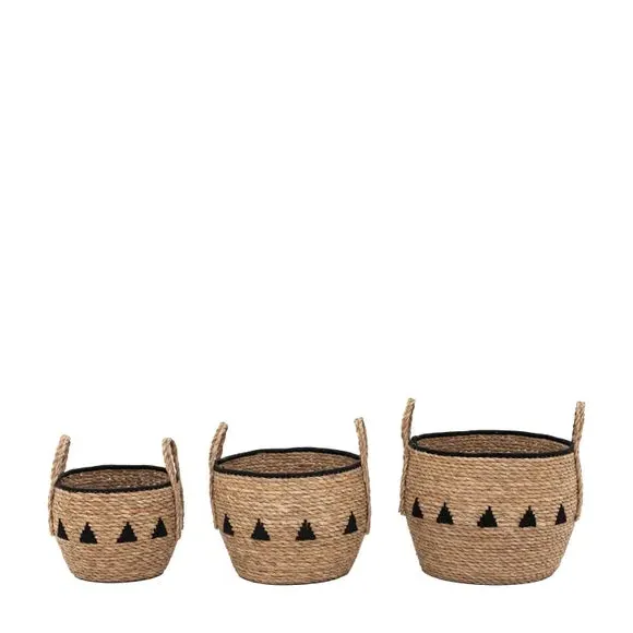 Set of 3 Storage Baskets with Handles - Natural