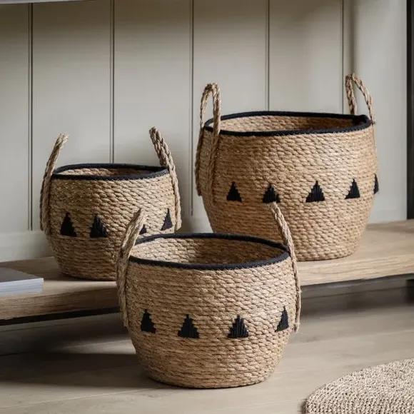 Set of 3 Storage Baskets with Handles - Natural image