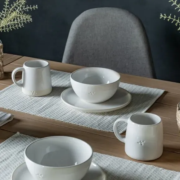 Set of 4 Bee Mugs - White, Ceramic