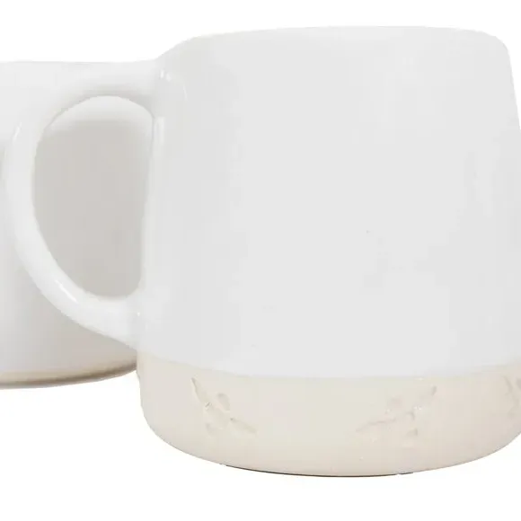 Set of 4 Bee Mugs - White, Ceramic