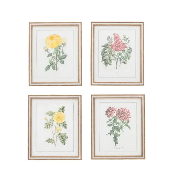 Set of 4 Framed Prints Floral - Green, Natural image