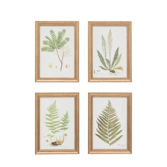Set of 4 Framed Prints - Green, Natural Frame image