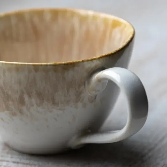 Set of 4 Mugs with Reactive Glaze - Camel, Ceramic