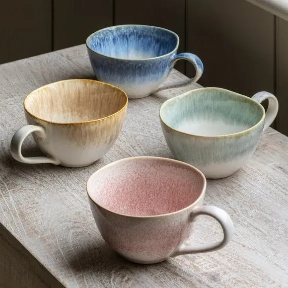 Set of 4 Mugs with Reactive Glaze - Ink, Ceramic