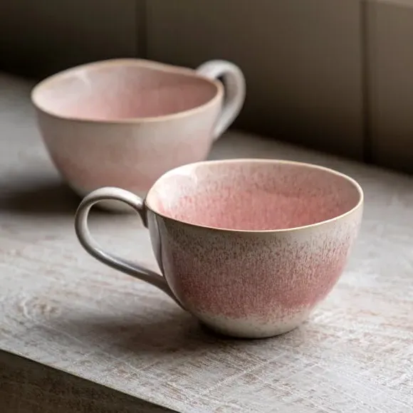 Set of 4 Mugs with Reactive Glaze - Rose, Ceramic