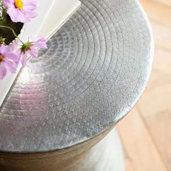 Side Table Handmade - Silver, Metal