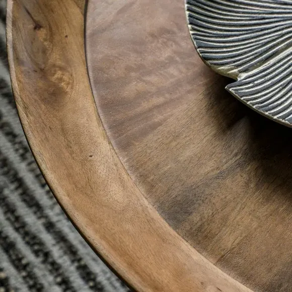 Side Table with Beehive Base - Natural, Mango Wood