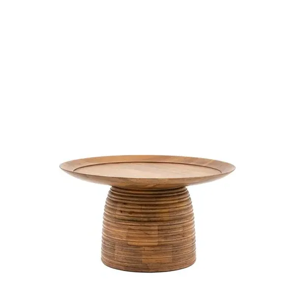 Side Table with Beehive Base - Natural, Mango Wood
