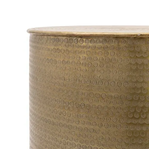 Side Table with Embossed Design - Brass, Metal