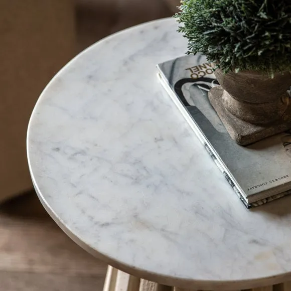 Side Table with Marble Top - Natural, Mango Wood