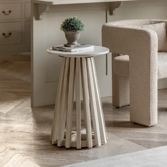 Side Table with Marble Top - Natural, Mango Wood image
