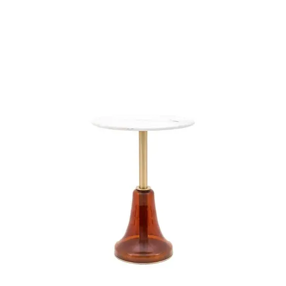 Side Table with Marble Top - Orange, Glass