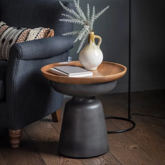 Side Table with Metal Base - Black, Mango Wood image